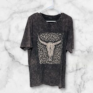 Zutter bull skull animal print Brown Graphic Tee medium oversized